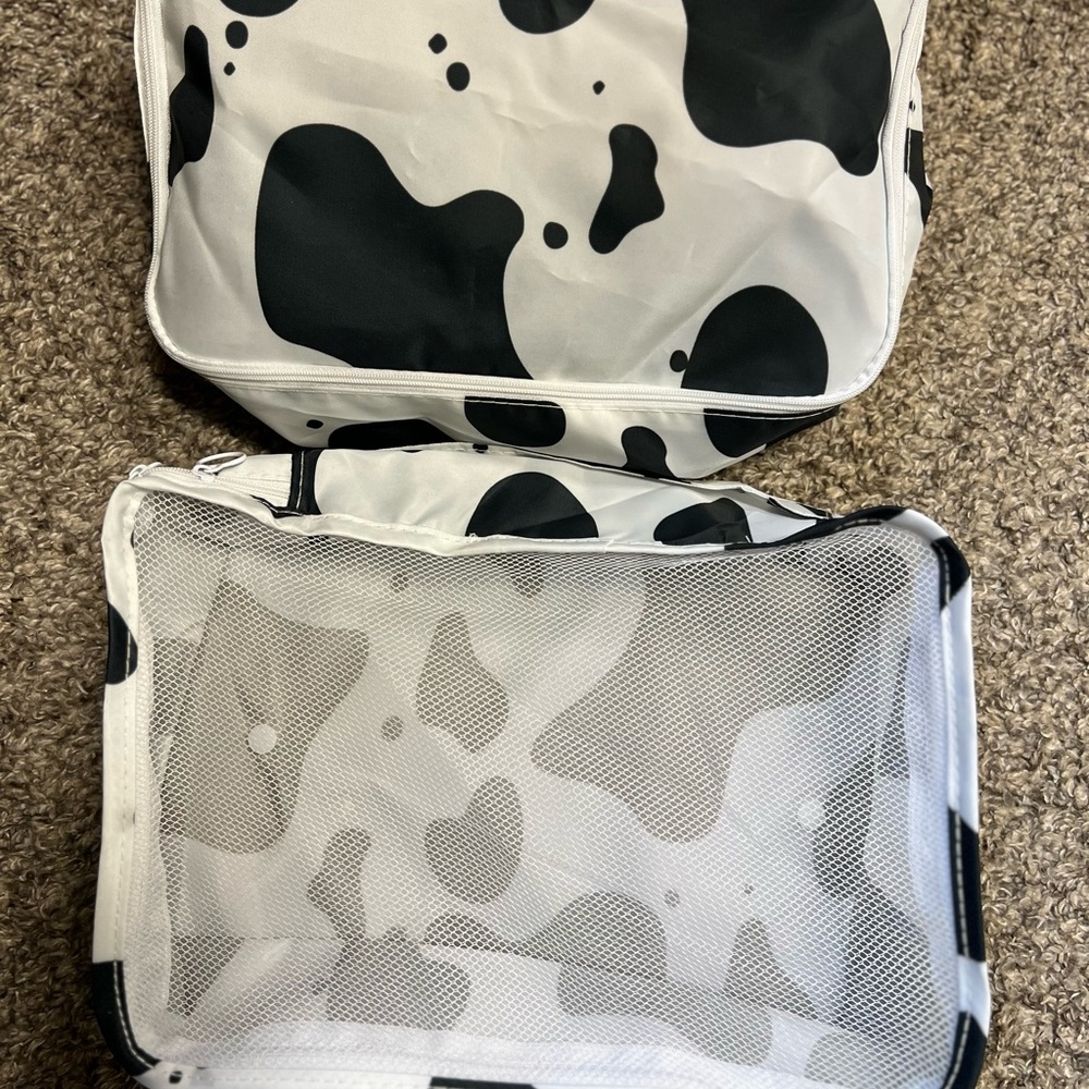 Black & White Cow Print Travel Pouch Set - Picture 2 of 5